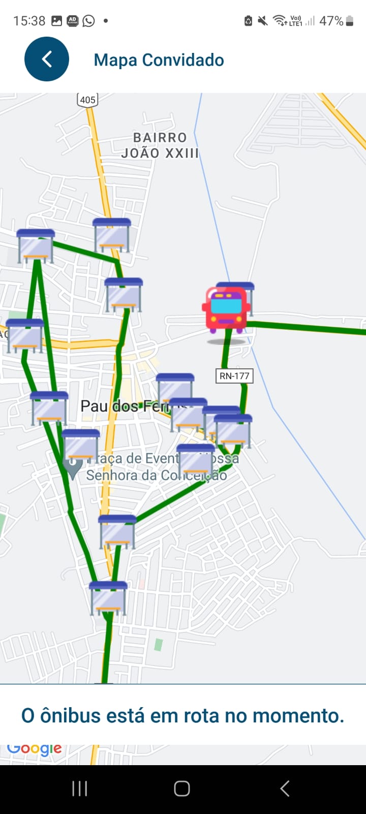 Ônibus em rota.